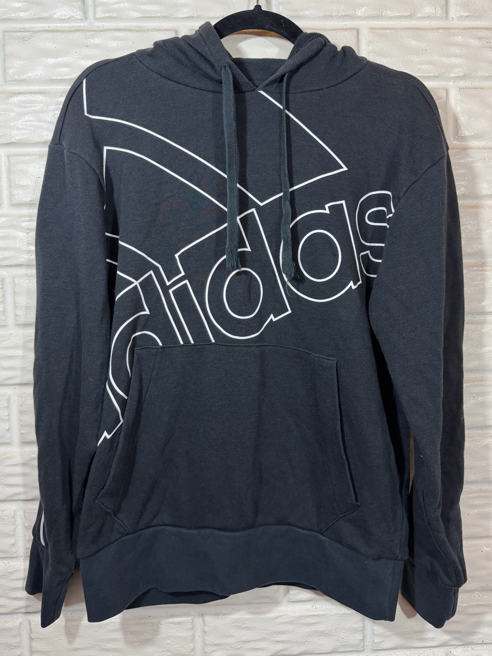 Adidas XS Y2K Inspired Oversized Logo Graphic Hoodie Black
